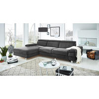 ECKSOFA in Webstoff Anthrazit  - Anthrazit/Silberfarben, Konventionell, Textil/Metall (260/82/182cm) - Trendmanufaktur
