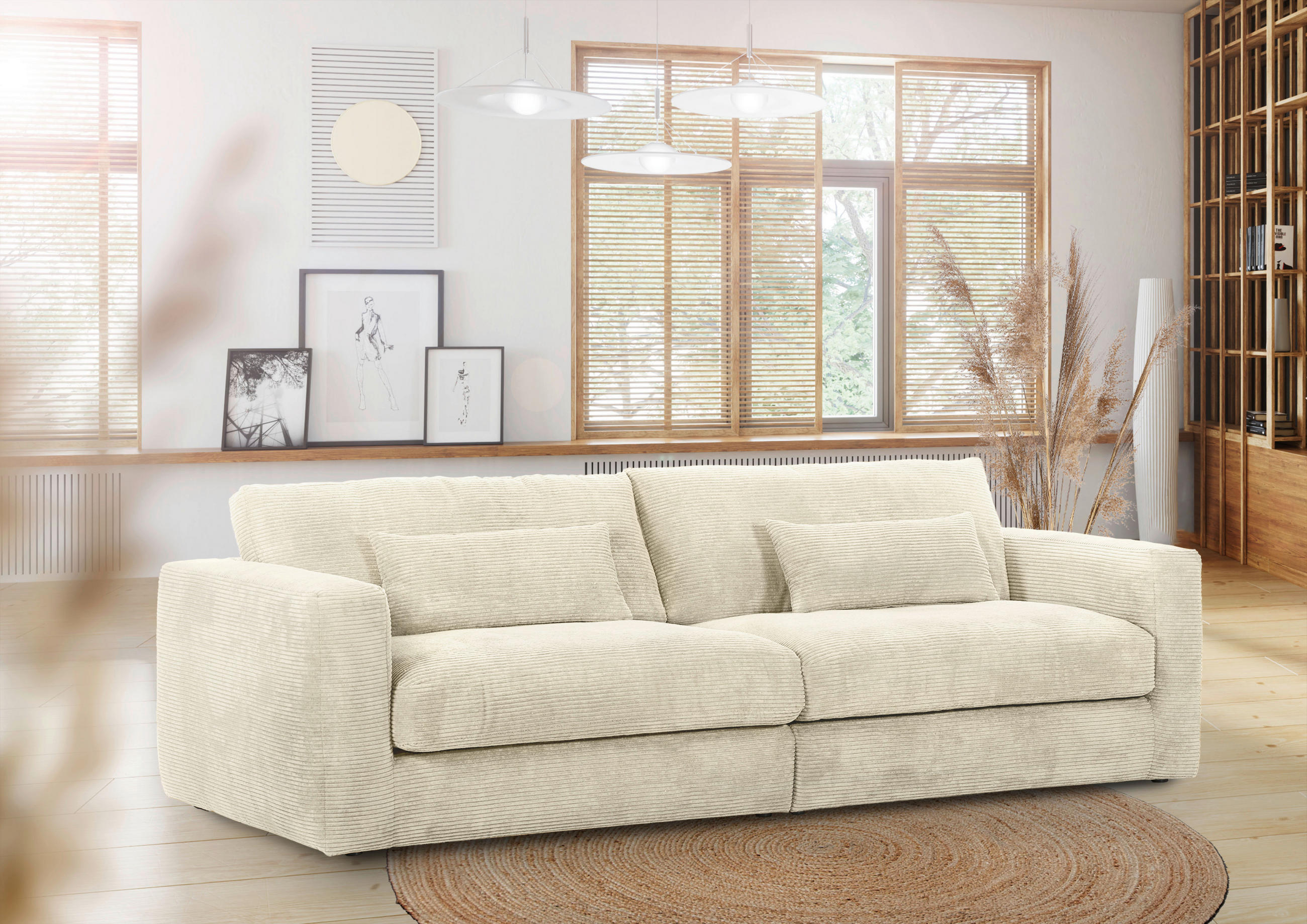 NAGY KANAPÉ textil bézs  - bézs/fekete, Konventionell, műanyag/textil (260/66/115cm) - MID.YOU