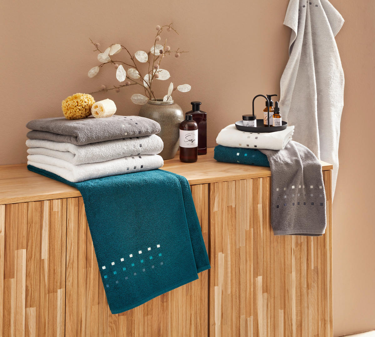 HANDTUCH Quattro Petrol  - Petrol, Basics, Textil (50/100cm) - Esposa