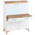 SEKRETÄR  Kabeldurchlass, Stauraum  - Eichefarben/Alufarben, Trend, Holzwerkstoff/Kunststoff (98/124/39,6cm) - Carryhome