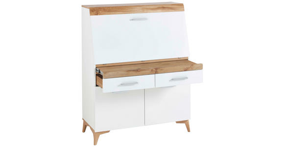 SEKRETÄR  Kabeldurchlass, Stauraum  - Eichefarben/Alufarben, Trend, Holzwerkstoff/Kunststoff (98/124/39,6cm) - Carryhome