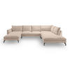 ECKSOFA TORONTO Beige Cord  - Beige/Schwarz, Basics, Textil/Metall (202cm) - MID.YOU