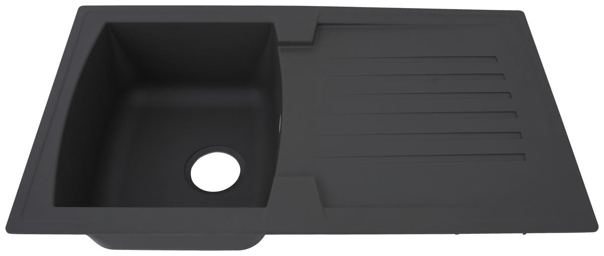 SPÜLE 1712BOSTON86X50G  - Grau, Trend, Glas/Kunststoff (86/20/50cm) - Respekta