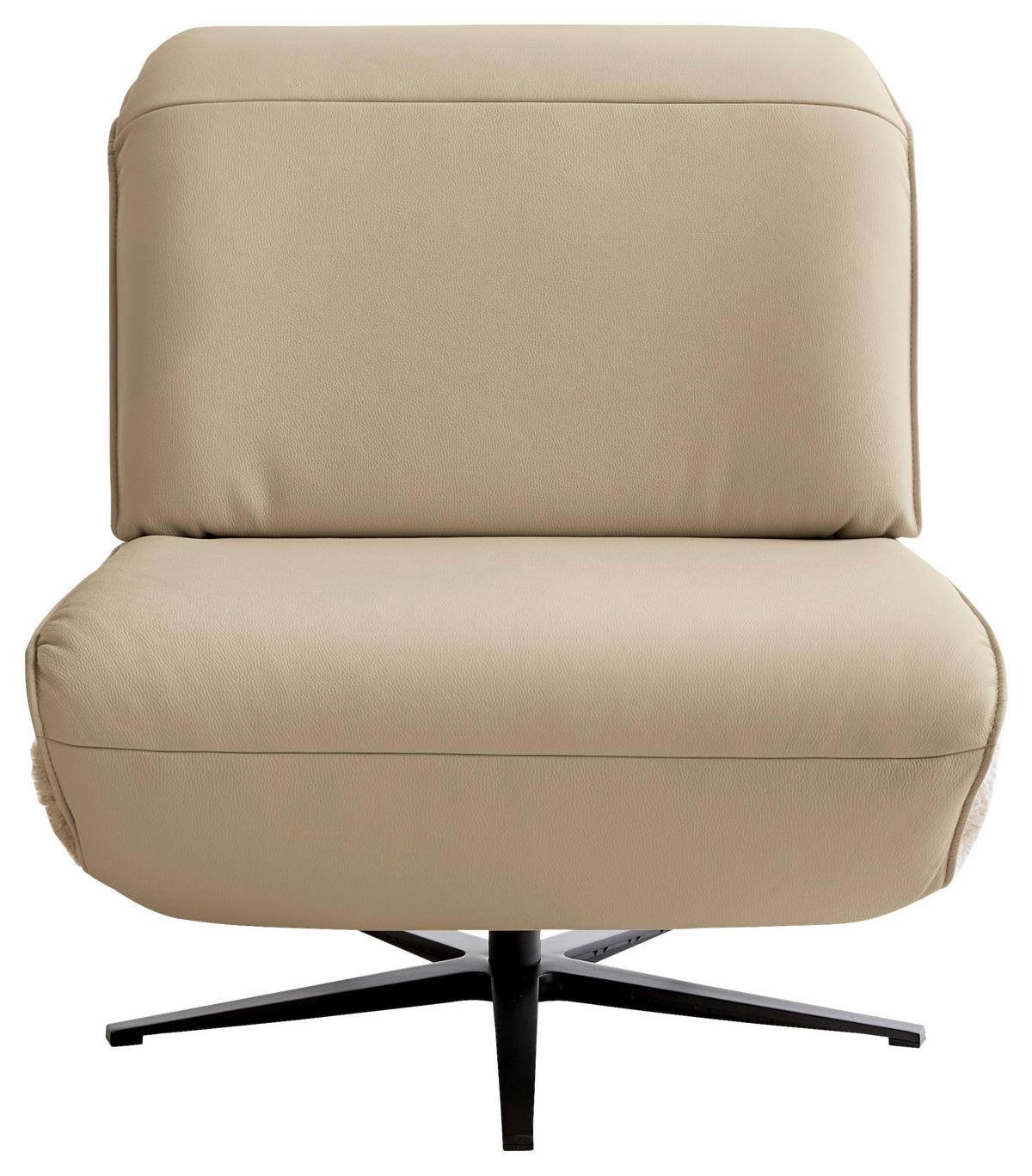 SESSEL in Hochflor Echtleder Beige  - Beige/Schwarz, Design, Leder/Textil (84/65/91cm) - Koinor