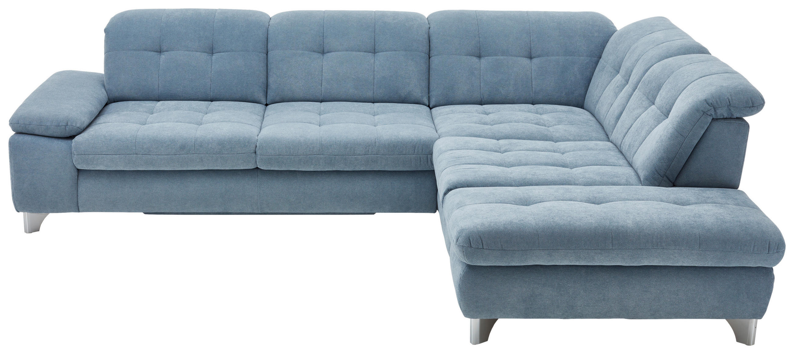 ECKSOFA in Chenille Hellblau  - Chromfarben/Hellblau, Design, Textil/Metall (310/260cm) - Beldomo Speed