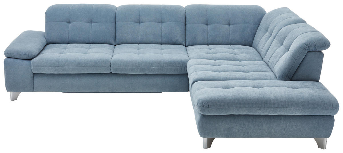 ECKSOFA in Chenille Hellblau  - Chromfarben/Hellblau, Design, Textil/Metall (310/260cm) - Beldomo Speed