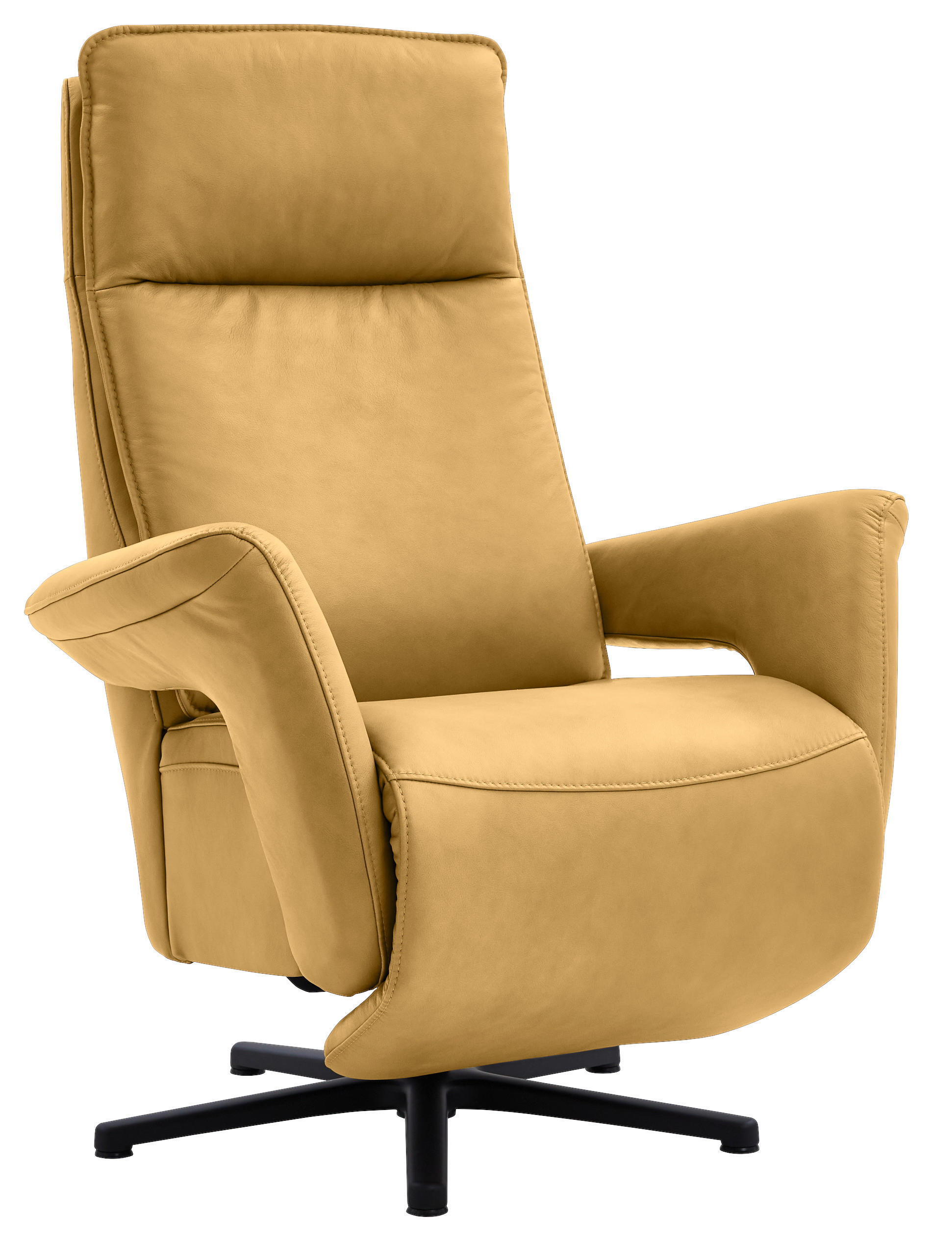 RELAXSESSEL in Leder Gelb  - Gelb/Schwarz, Design, Leder/Metall (83/112/87-174cm) - Valdera