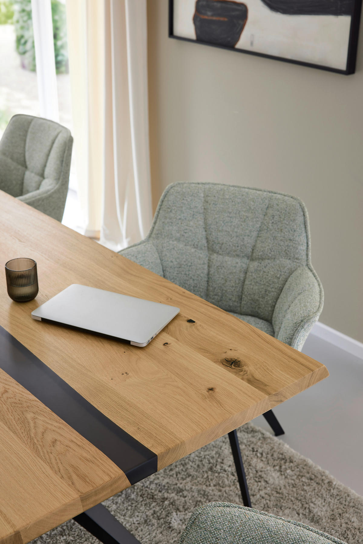 ESSTISCH Eiche massiv rechteckig Eichefarben  - Eichefarben/Schwarz, Design, Holz/Metall (200/100/76cm) - Musterring