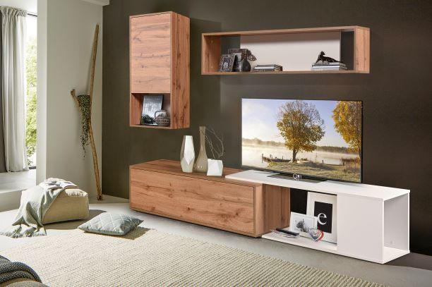 MOBILIER ÎNCASTRAT ÎN PERETE in alb, stejar Wotan  - stejar Sonoma/alb, Basics, material pe bază de lemn (217/180/40cm) - Ti'me