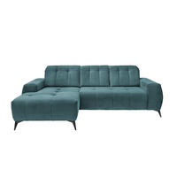 ECKSOFA in Cord Petrol  - Petrol/Schwarz, Modern, Textil/Metall (180/258cm) - Livetastic