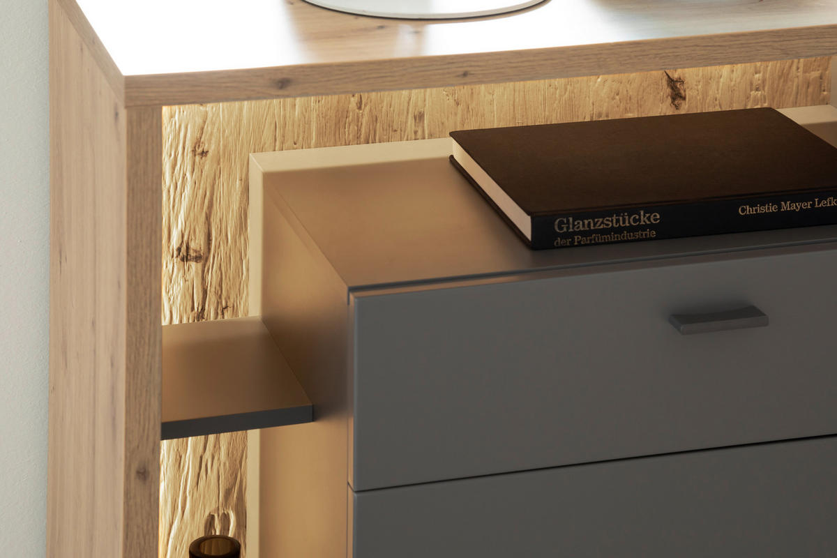 SIDEBOARD Colombo  in 156/91/40 cm  - Eichefarben/Grau, Design, Holzwerkstoff/Metall (156/91/40cm) - MID.YOU