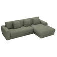 ECKSOFA in Cord Olivgrün  302/182 cm  - Schwarz/Olivgrün, MODERN, Kunststoff/Textil (302/182cm) - Carryhome