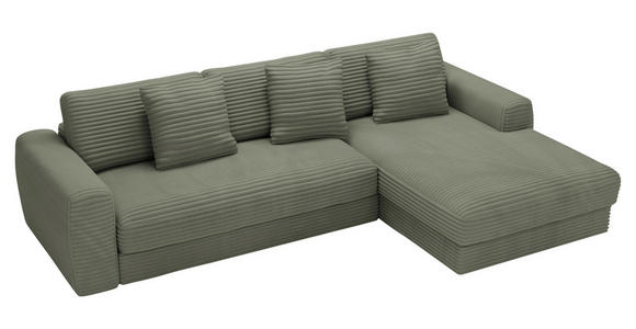 ECKSOFA in Cord Olivgrün  302/182 cm  - Schwarz/Olivgrün, MODERN, Kunststoff/Textil (302/182cm) - Carryhome