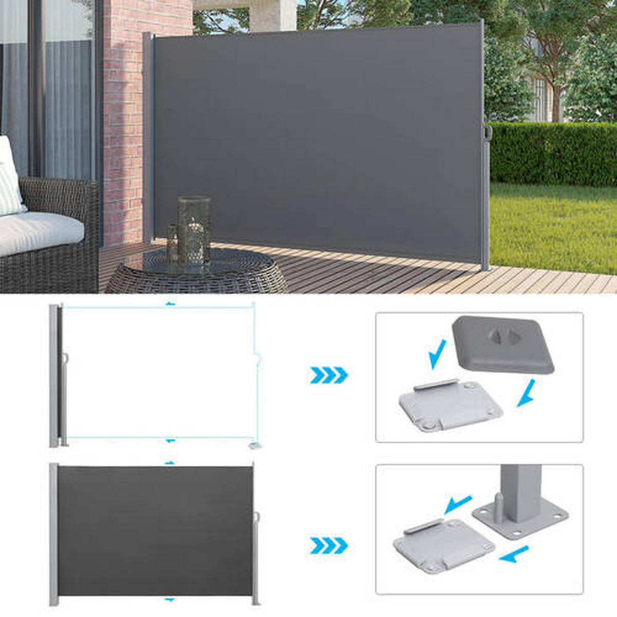 MARKISE - Grau, Basics, Textil/Metall (350/160cm) - Modante