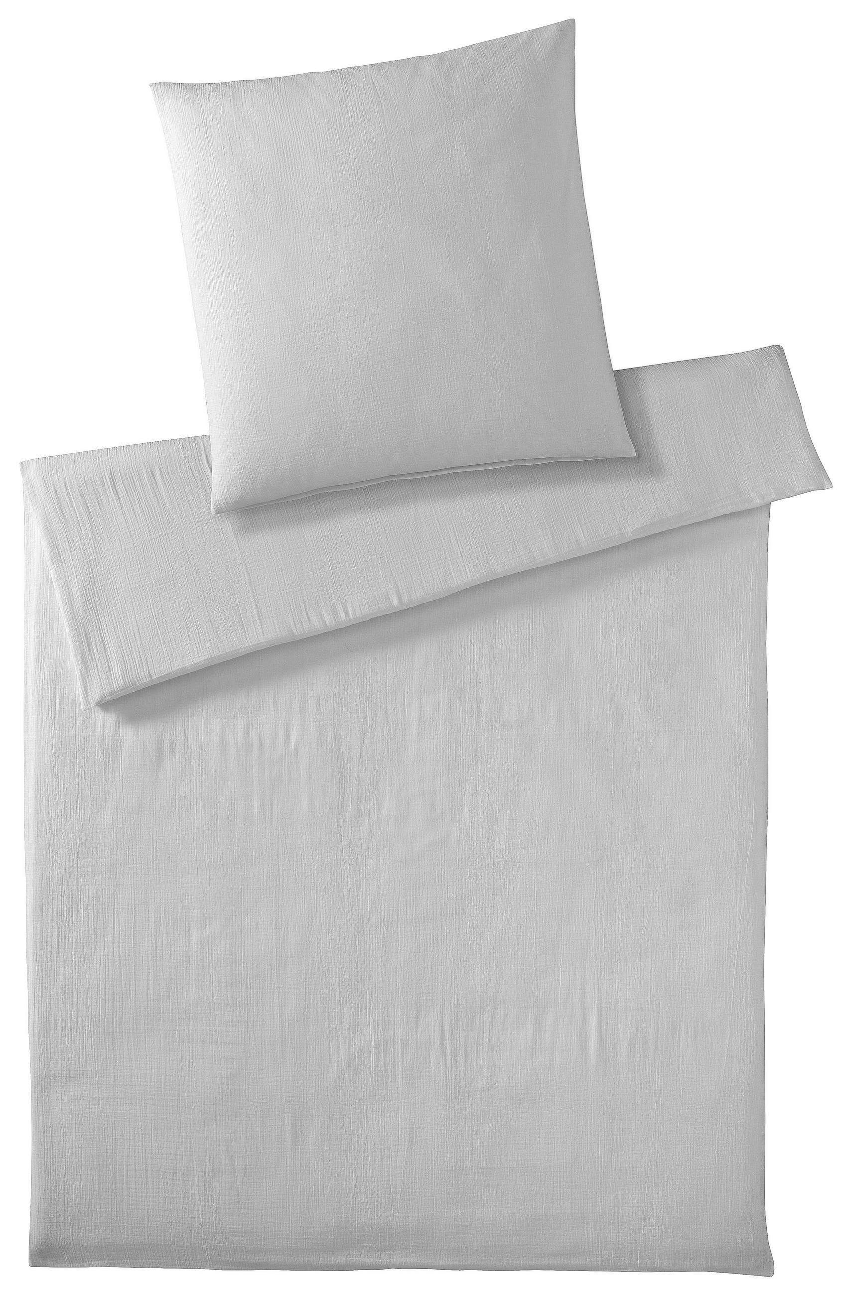 BETTWÄSCHESET Musselin 160/210 cm  100 cm/65 cm  - Hellgrau, Trend, Textil (160/210cm) - Elegante