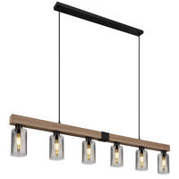 HÄNGELEUCHTE 140/10/120 cm    - Dunkelbraun/Schwarz, Natur, Glas/Holzwerkstoff (140/10/120cm) - Globo