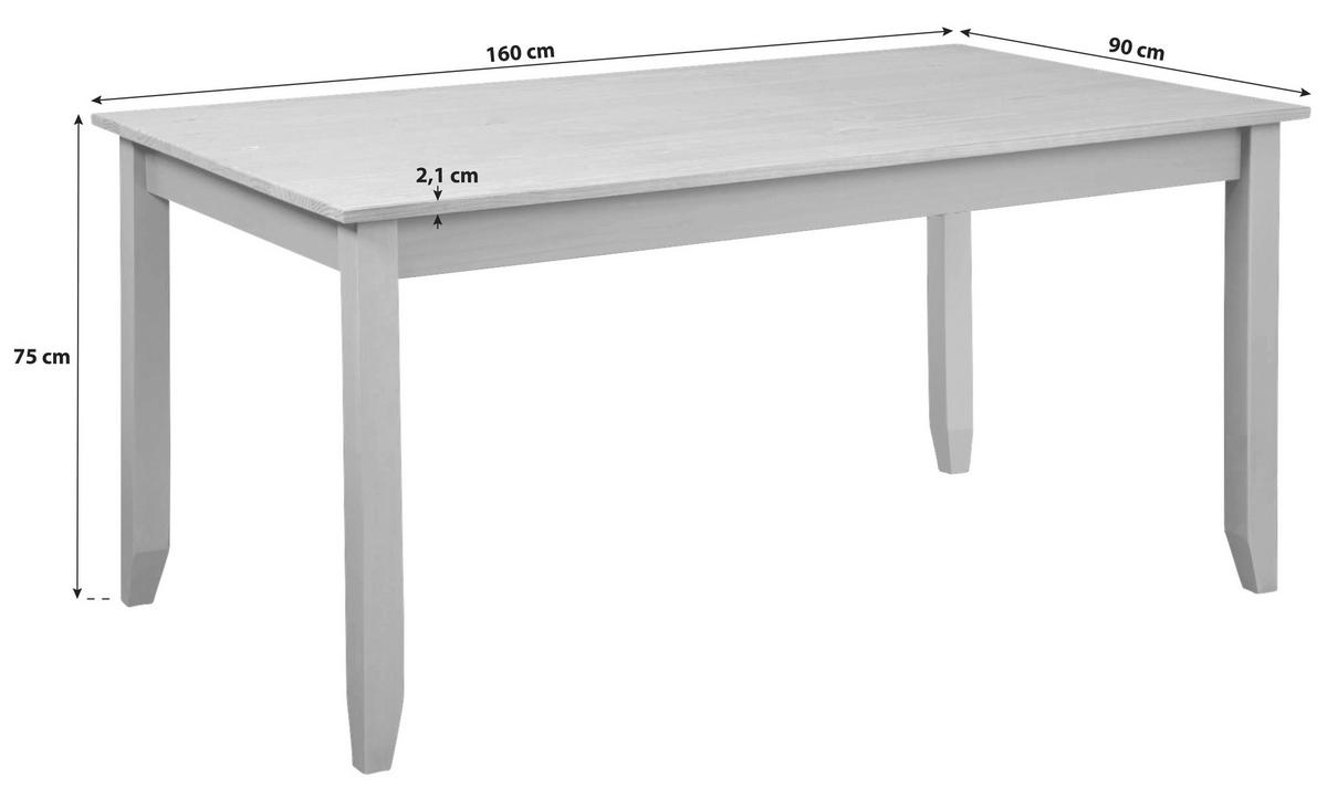 ESSTISCH in Holz 160/90/75 cm  - Braun/Grau, KONVENTIONELL, Holz (160/90/75cm) - MID.YOU