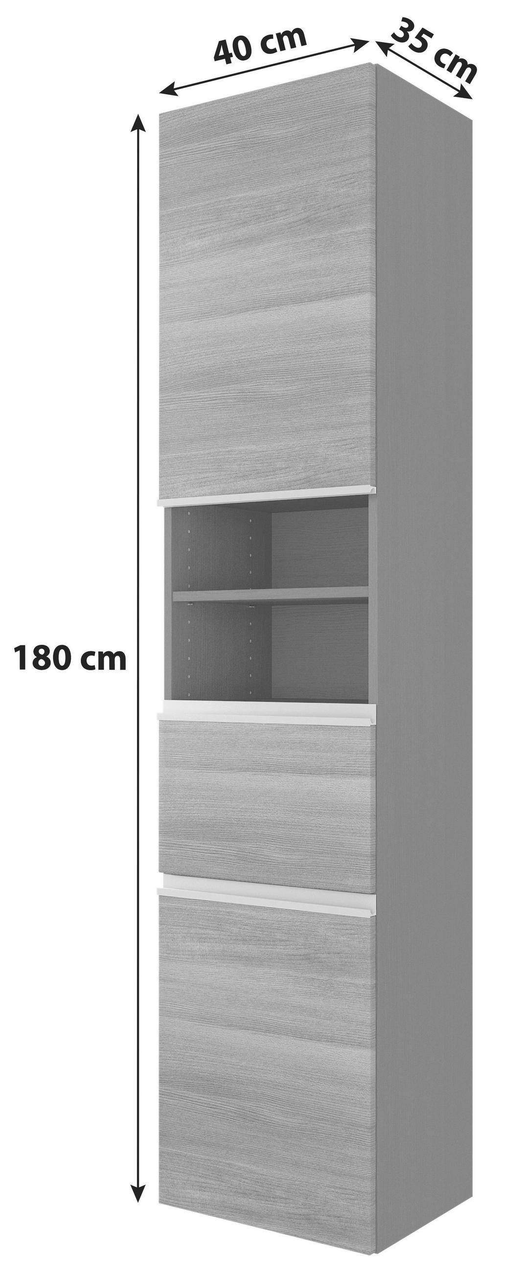 VYSOKÁ SKŘÍŇ, barvy stříbrného dubu, barvy grafitu, 40/180/35 cm - barvy stříbra/barvy grafitu, Basics, kov/kompozitní dřevo (40/180/35cm) - Held