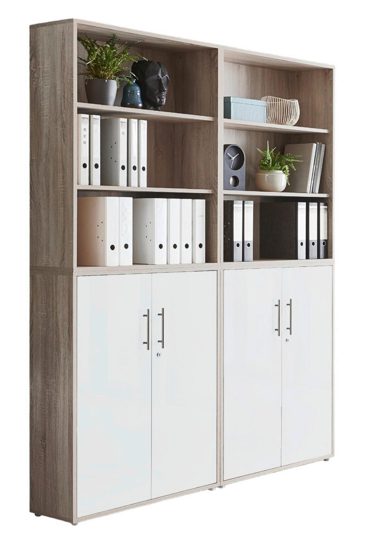 AKTENSCHRANK Weiß, Sonoma Eiche  - Weiß/Sonoma Eiche, MODERN, Holzwerkstoff (169/227/33cm) - MID.YOU