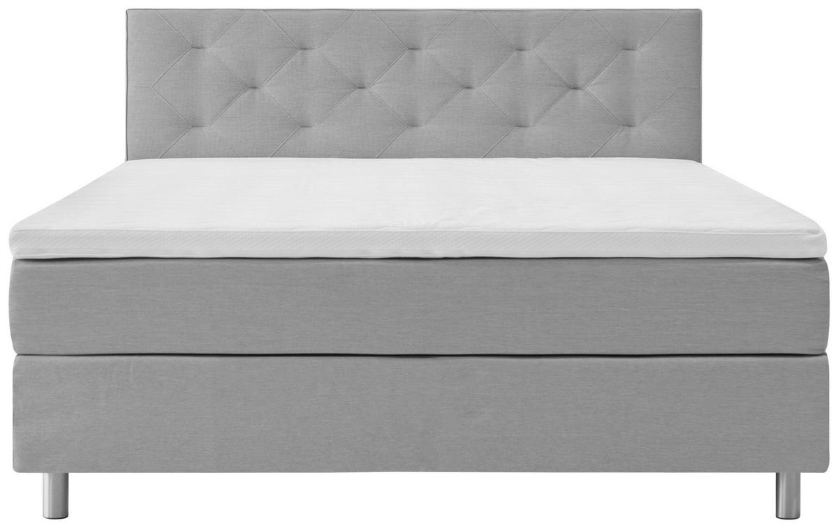 BOXSPRINGBETT 160/200 cm  in Hellgrau  - Hellgrau/Alufarben, KONVENTIONELL, Textil/Metall (160/200cm) - Welnova