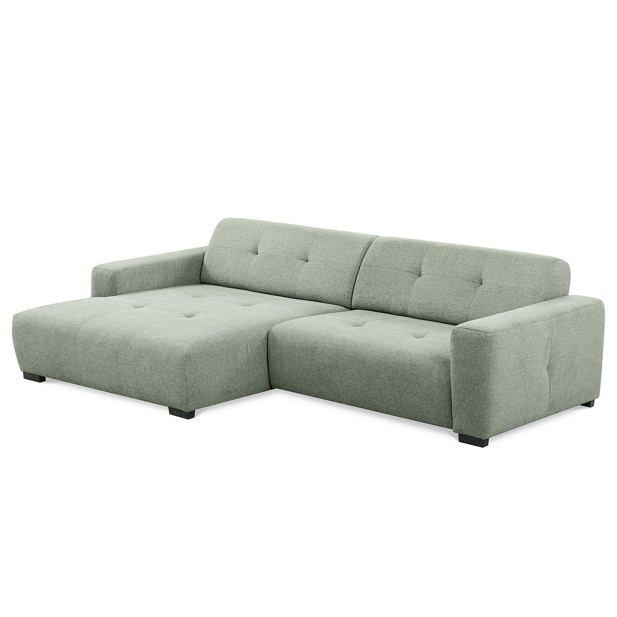 ECKSOFA AUSTIN Salbeigrün Flachgewebe Sitztiefenverstellung  - Salbeigrün/Schwarz, Design, Kunststoff/Textil (169/286cm) - Livetastic
