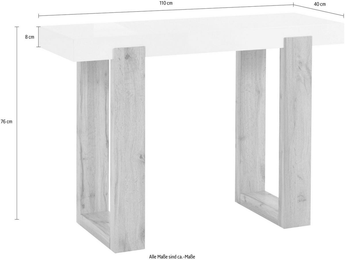 KONSOLENTISCH Weiß  - Edelstahlfarben/Weiß, Design, Holzwerkstoff (110/40/76cm) - MID.YOU
