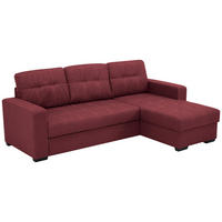 ECKSCHLAFSOFA Mikrofaser Rot  - Rot/Schwarz, Design, Kunststoff/Textil (240/160cm) - Livetastic