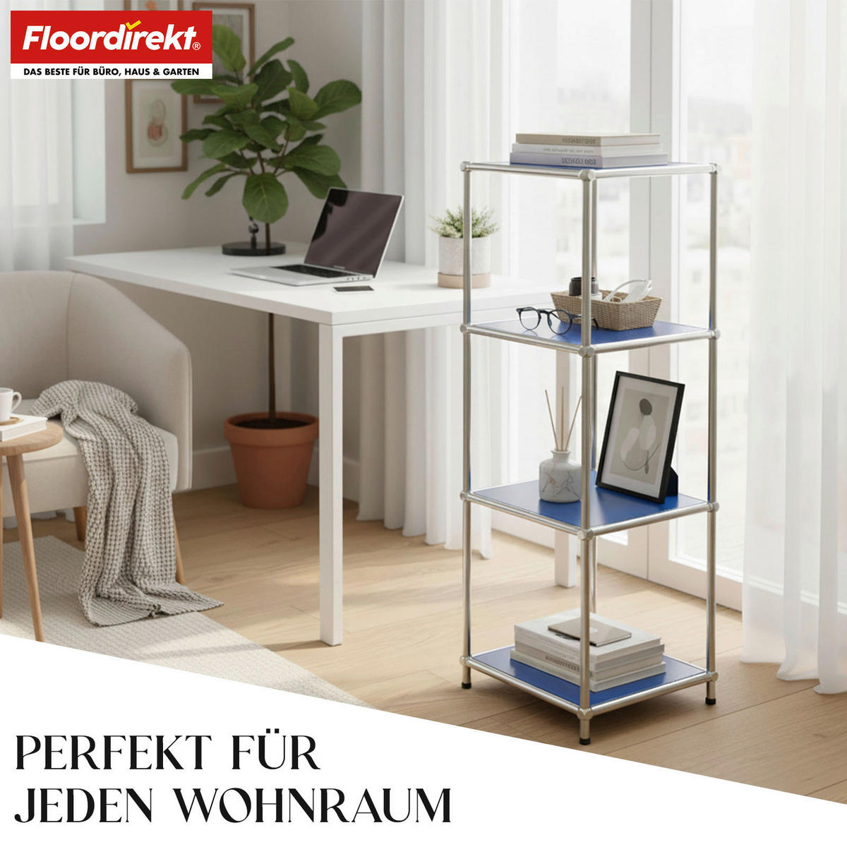 STANDREGAL Blau  - Blau, Basics, Metall (30/89/30cm) - Floordirekt