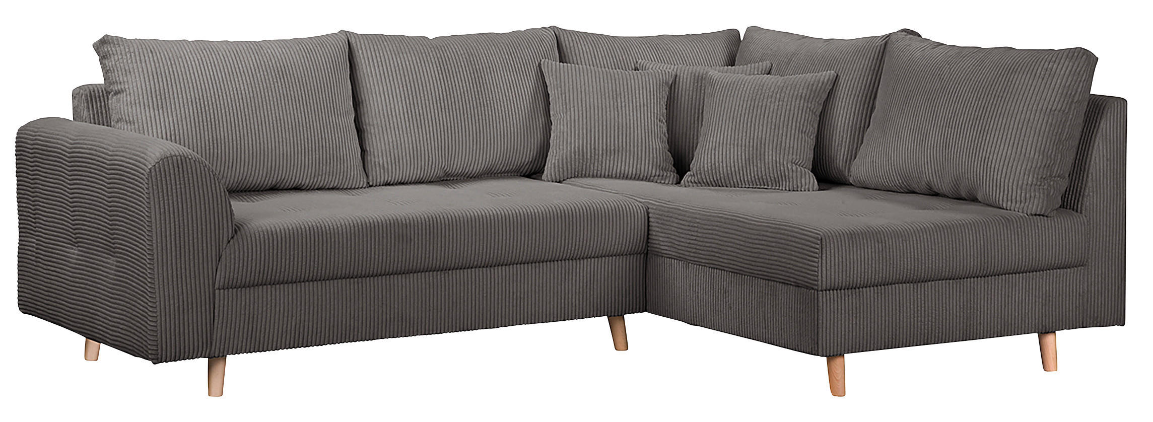 ECKSOFA Ariella Dunkelgrau Cord  - Dunkelgrau/Naturfarben, Design, Holz/Textil (231/161cm) - P & B