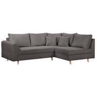 ECKSOFA Cord Dunkelgrau  - Dunkelgrau/Naturfarben, Design, Holz/Textil (231/161cm) - P & B