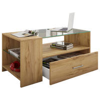COUCHTISCH in Glas, Holzwerkstoff 50/100/45 cm  - Eichefarben/Honig, Basics, Glas/Holzwerkstoff (50/100/45cm) - MID.YOU