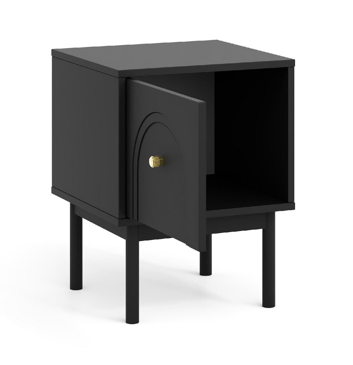 NACHTSCHRANK 41,5/53,5/39 cm  - Goldfarben/Schwarz, Design, Holzwerkstoff/Metall (41,5/53,5/39cm) - Xora