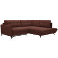 ECKSOFA in Flachgewebe, Leinenoptik Rotbraun  - Rotbraun/Schwarz, Design, Textil/Metall (247/208cm) - Xora