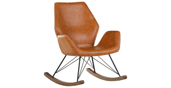 SCHAUKELSTUHL in Lederlook Cognac  - Eichefarben/Cognac, KONVENTIONELL, Holz/Textil (74/94/85cm) - Carryhome