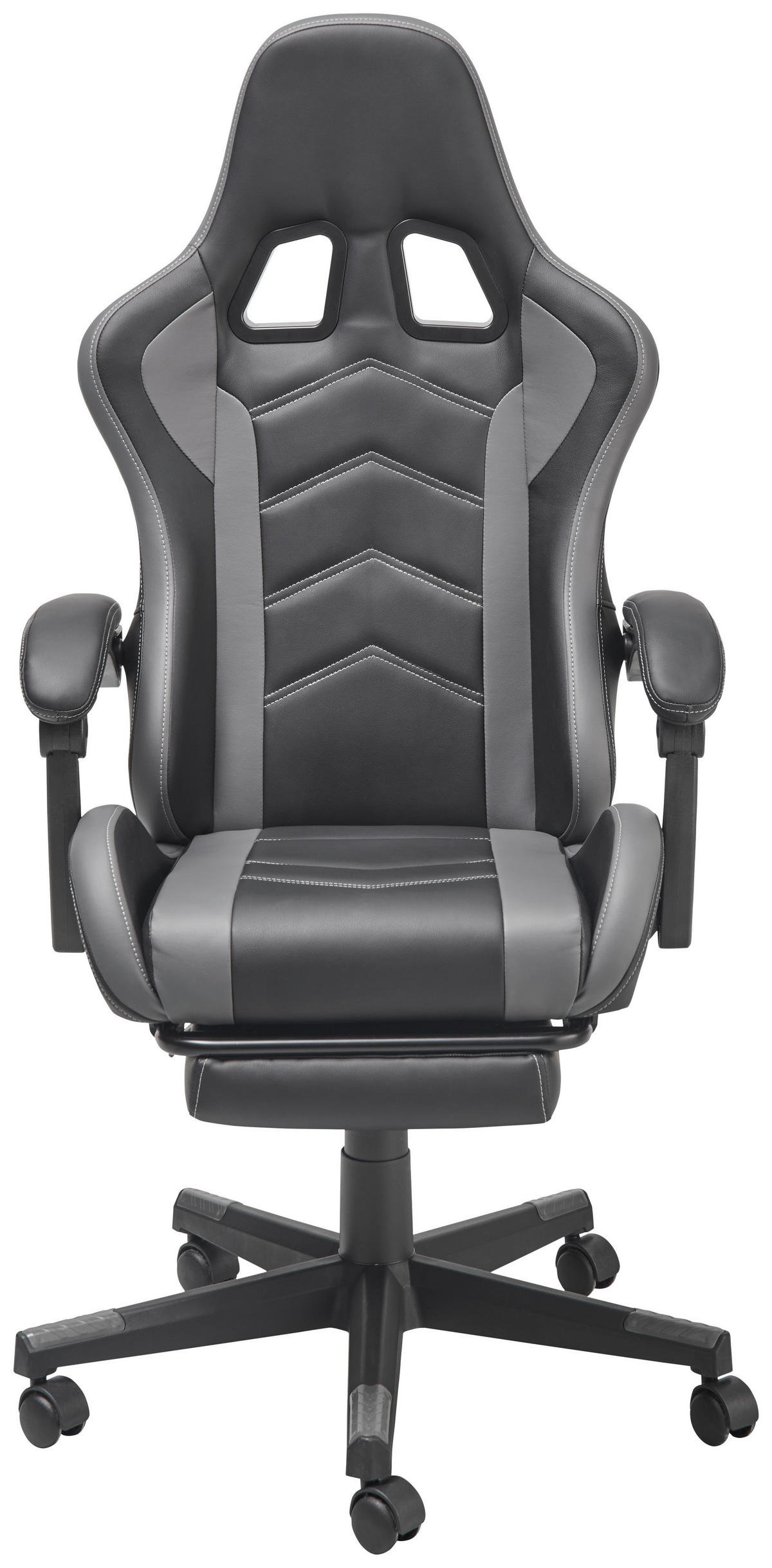 GAMINGSTUHL  in Lederlook Grau, Schwarz  - Schwarz/Grau, Lifestyle, Kunststoff/Textil (64/124-134/70cm) - MID.YOU