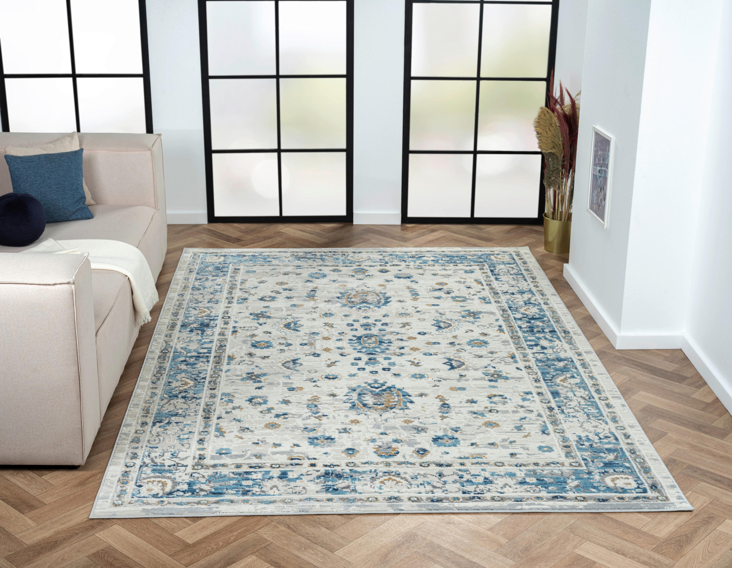 FLACHWEBETEPPICH 200/290 cm My Heriz  - Blau/Beige, Basics, Textil (200/290cm)