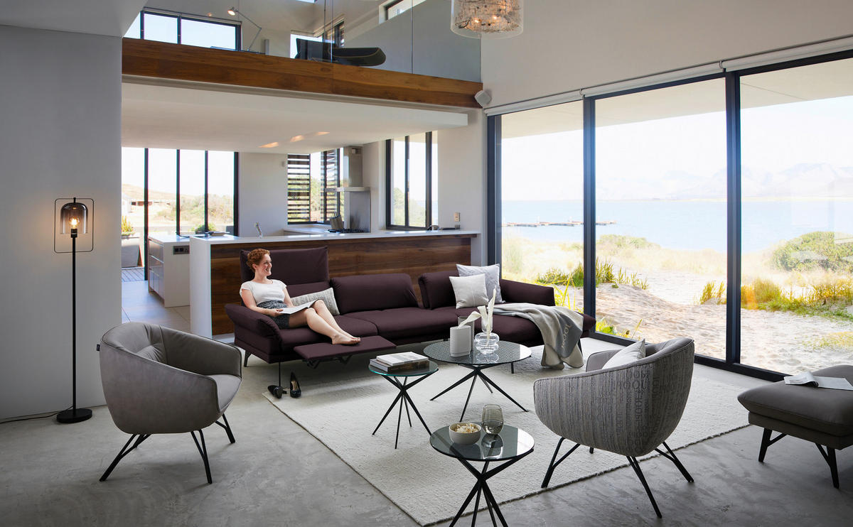 ECKSOFA in Echtleder Dunkelbraun  308/173 cm  - Anthrazit/Dunkelbraun, Design, Leder/Metall (308/173cm) - Joop!