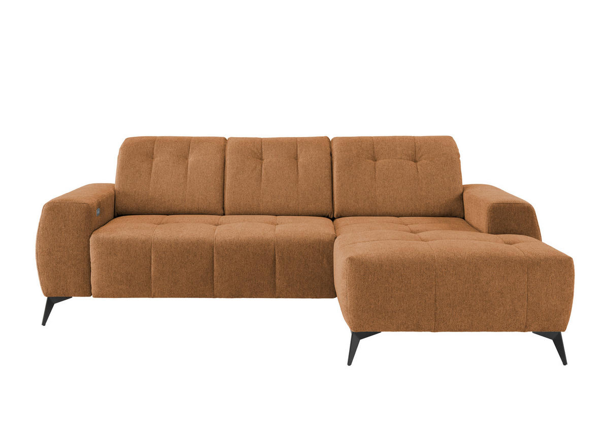 ECKSOFA in Chenille Currygelb  - Currygelb/Schwarz, Modern, Textil/Metall (258/180cm) - Livetastic