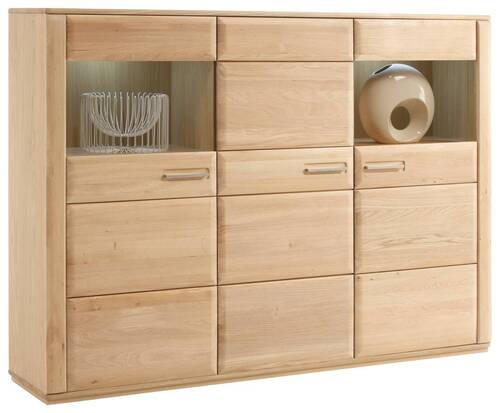 HIGHBOARD  in 179/131/38 cm  - Eichefarben, Design, Glas/Holz (179/131/38cm) - Livetastic