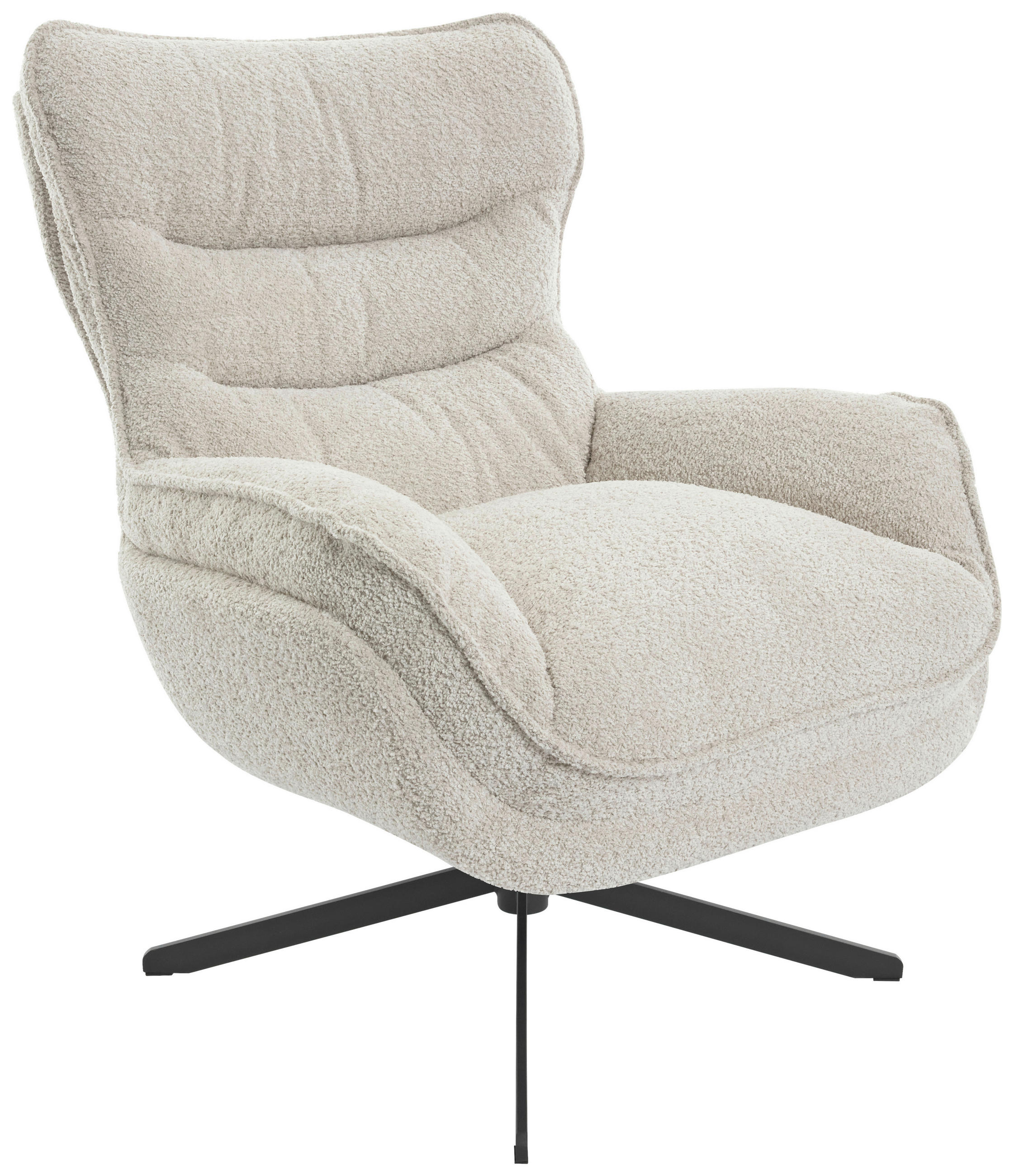 SESSEL Bouclé Creme    - Creme/Schwarz, MODERN, Textil/Metall (80/95/91cm) - Livetastic