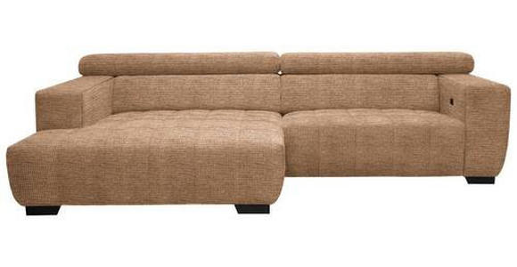 ECKSOFA in Webstoff Orange  - Schwarz/Orange, KONVENTIONELL, Textil/Metall (182/279cm) - Hom`in