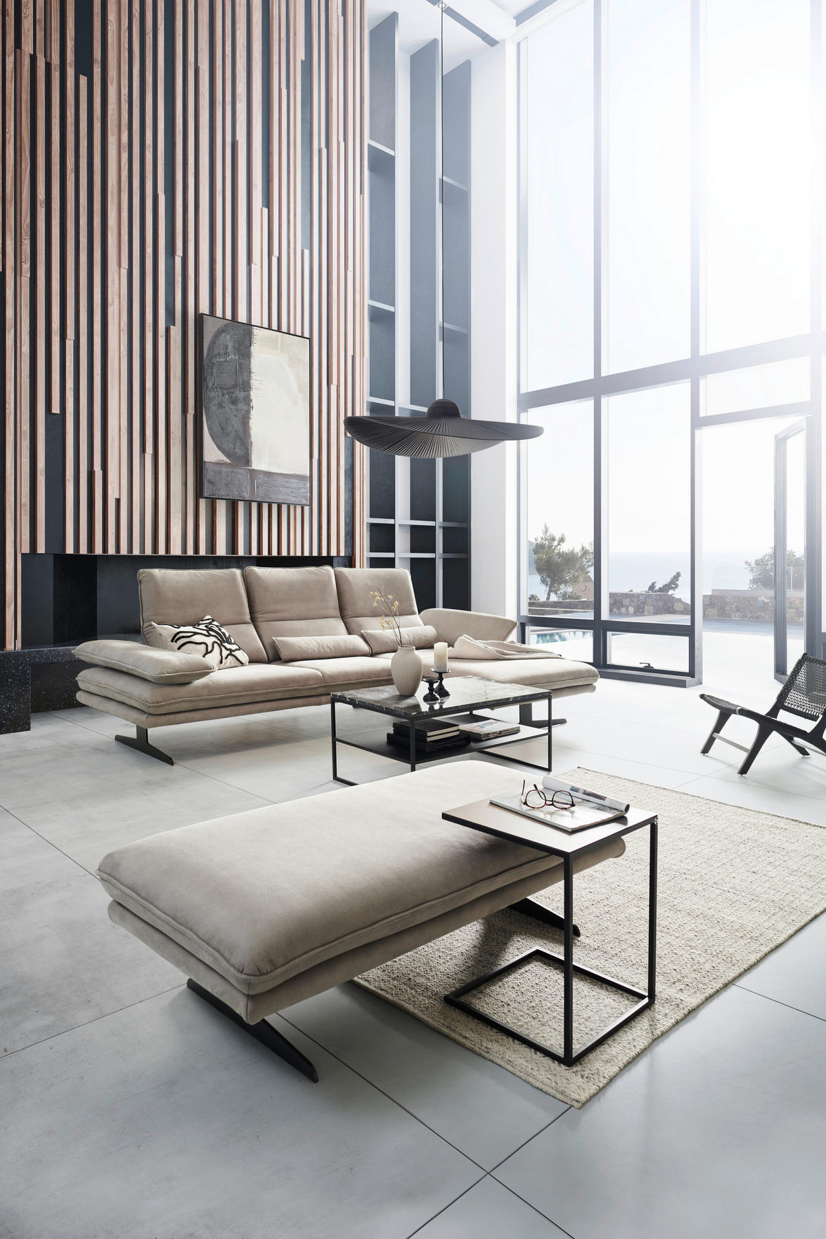 ECKSOFA Grau Mikrofaser  - Schwarz/Grau, Design, Textil/Metall (291/164cm) - Chilliano