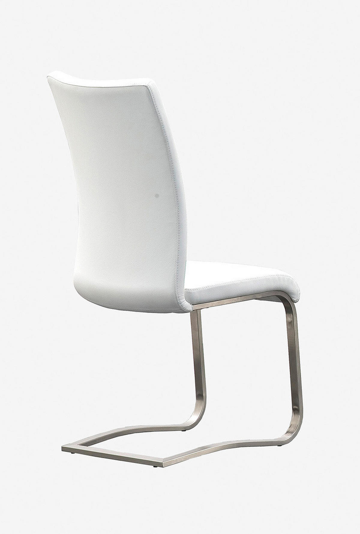 SCHWINGSTUHL  in Edelstahl Echtleder  - Weiss/Edelstahlfarben, Design, Leder/Metall (43/103/52cm) - Livetastic