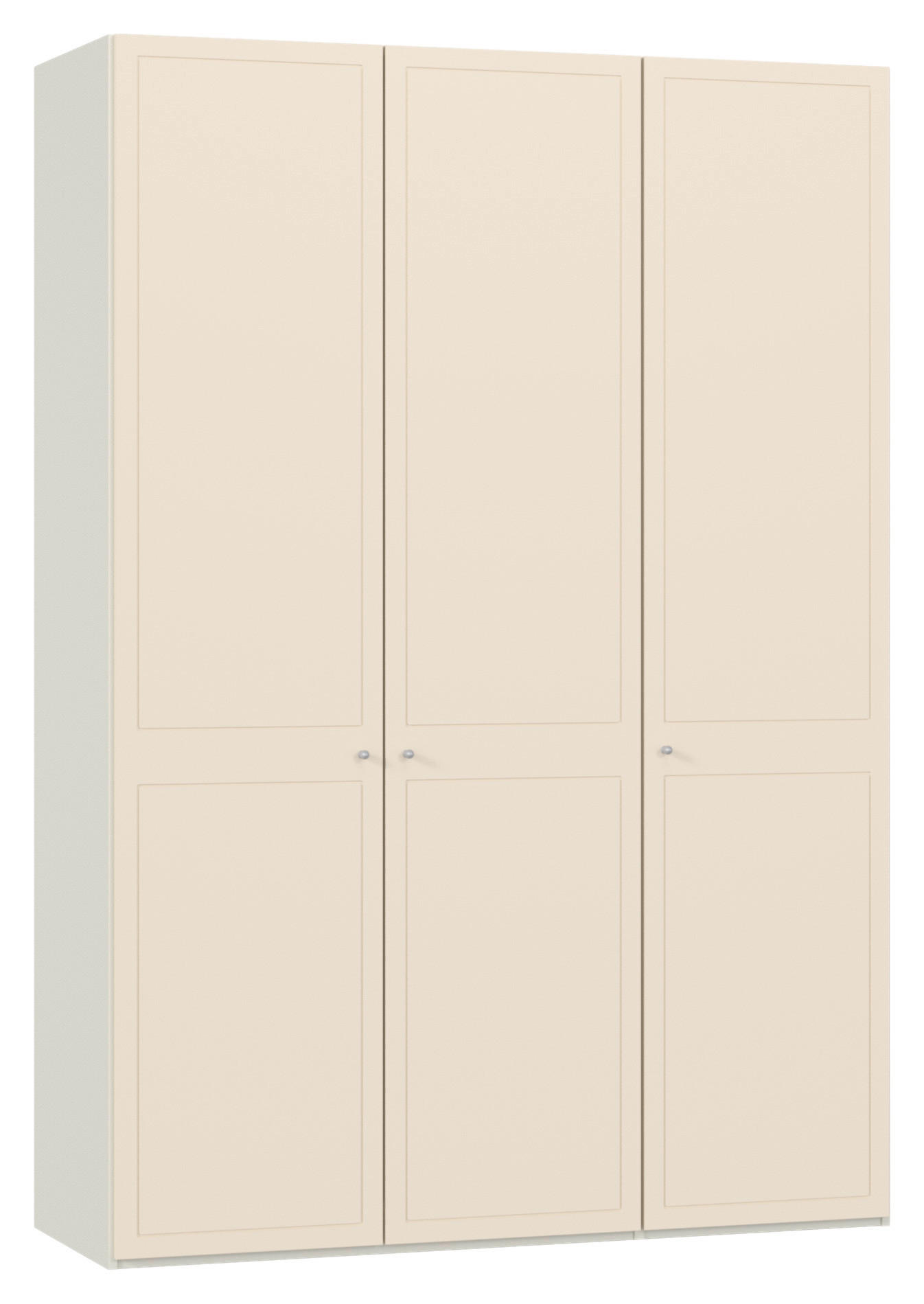 KLEIDERSCHRANK 152/220/59 cm,  in Creme, Weiß, Kaschmir, 3-türig  - Kaschmir/Silberfarben, Design, Holzwerkstoff/Metall (152/220/59cm) - Jutzler