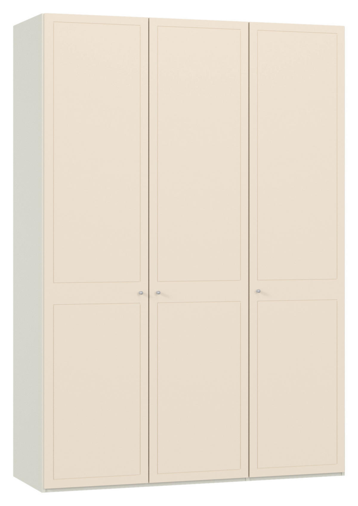 KLEIDERSCHRANK 152/220/59 cm,  in Creme, Weiß, Kaschmir, 3-türig  - Kaschmir/Silberfarben, Design, Holzwerkstoff/Metall (152/220/59cm) - Jutzler