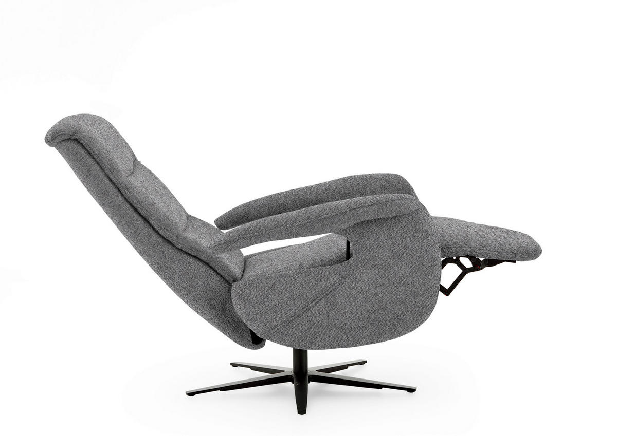 RELAXSESSEL in Textil Grau  - Schwarz/Grau, Design, Textil/Metall (71/112/83cm) - Beldomo Style
