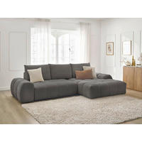 ECKSCHLAFSOFA EVEREST  mit Rücken echt, Armteil links, Armteil rechts Struktur Dunkelgrau  - Dunkelgrau/Schwarz, MODERN, Kunststoff/Textil (318/180cm) - Livetastic