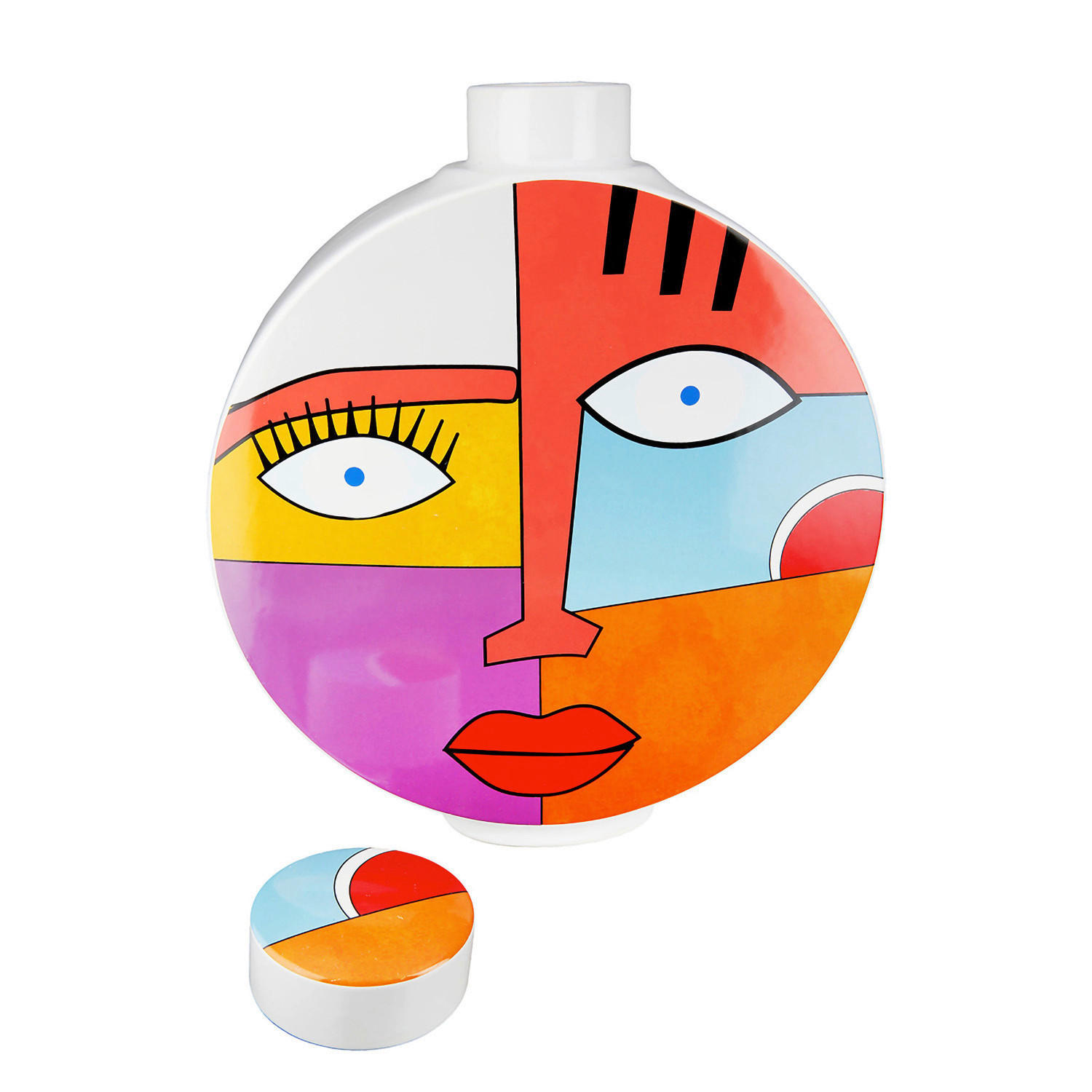 XXXLutz Vase Grafic Face Mehrfarbig 24x29.5x7.5 cm