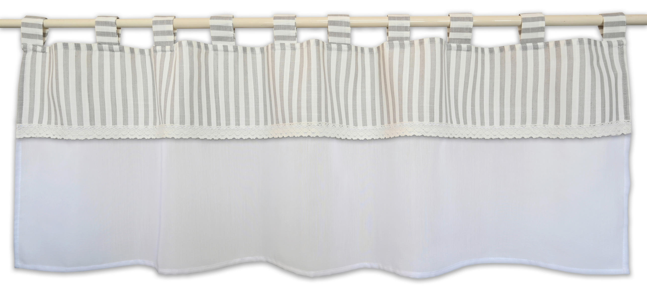 KURZGARDINE   140/48 cm   - Naturfarben/Weiß, Basics, Textil (140/48cm)