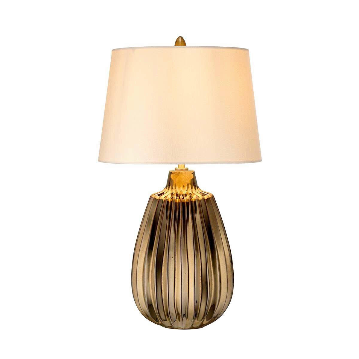 STOLNÍ LAMPA, E27, 55/30 cm  - bronzová/čiré, Konvenční, textil/keramika (55/30cm) - Elstead Lighting